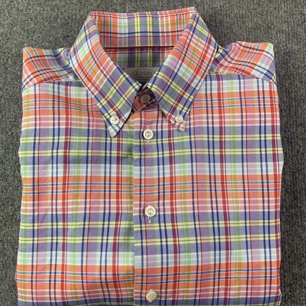 Eton Contemporary Mens 100% Cotton Long Sleeve Button Down Shirt Size 40-15.75